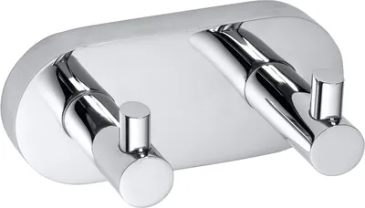 Produktbild von BOMEGA Doppelhaken Messing Chrom poliert 120x55x50 mm für Bad & Küche >> zum Bohren oder Kleben
