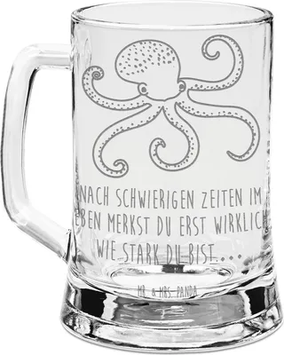 Produktbild von Mr. & Mrs. Panda Humpen Tintenfisch - Transparent - Geschenk, Glaskrug, Gute Laune, Krake, Ozean, Wasser, Glas Bierkrug, Seidel, Krug, Meerestier, Meer