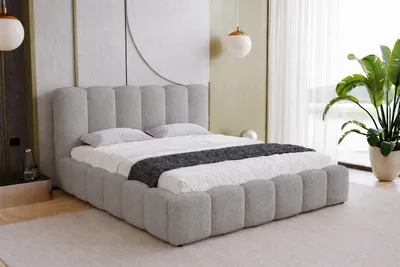 Produktbild von Doppelbett 140x200 cm Florent mit Bettkasten, Lattenrost - Bett Bouclé 140 x 200 cm, Hellgrau (Lambi 11)