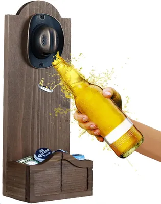 Produktbild von Flaschenöffner ZONSUSE Bieröffner, Wandflaschenöffner, Flaschenöffner mit Auffangbehälter, Barzubehör für Zuhause, Kneipe, Küche, Terrasse, Outdoor, o
