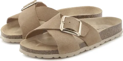 Produktbild von Elbsand Pantolette Mule, Sandale, offener Schuh, Sommerschuh, Lederpantolette beige Größe 38