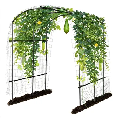 Produktbild von Gartenbogen Rankgitter 220 cm - Edelstahl Pflanzenstütze für Kletterpflanzen, Gemüse & Hochzeitsdekoration - Outdoor Pflanzbogen