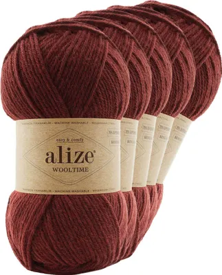 5 x 100g Sockenwolle Alize Wooltime 75% Wolle OEKO-Tex 100 Strickgarn Häkelgarn Farbwahl 588 rotbraun