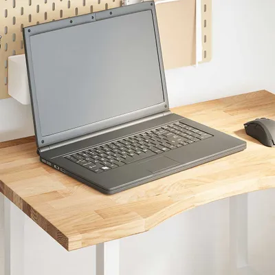 Image de Bureau exclusif - Plateau de bureau brut, dimensions 80x60x2,5 cm, en bois massif de chêne