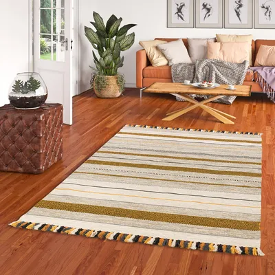 Produktbild von Natur Teppich Kelim Kalleen Curry, Größe:200x300 cm