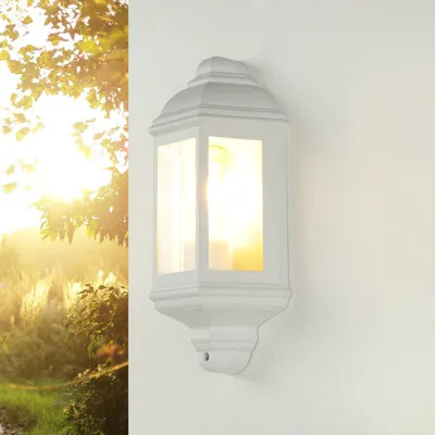 Produktbild von LIVORNO Maritime Außenlampe Wand Aluminium in Weiß Glas Schirm E27 IP44 Wandleuchte Landhaus Terrasse