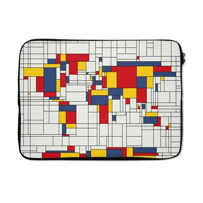 Produktbild von MuchoWow® Laptop Hülle 13 Zoll Weltkarte - Mondrian - Farben - Kinder - Junge - Mädchen - Kinder Laptoptasche - Laptophülle - Sleeve - Rundumschutz
