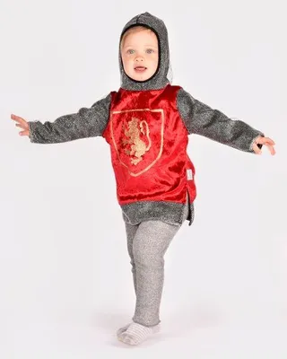Imagen del producto de Traje de caballero rojo con capucha, talla 98-104, para disfraces