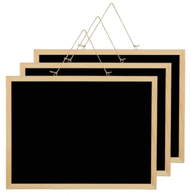 Productafbeelding van TRANKIELO® - Set van 3 zwarte krijtborden met houten frame – 30 x 40 cm – voor keuken, school en decoratie