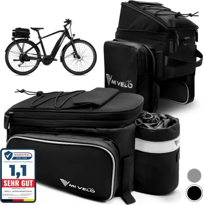 Produktbild von Fahrradtasche für Gepäckträger - Erweiterbar auf 20 Liter und wasserabweisend schwarz