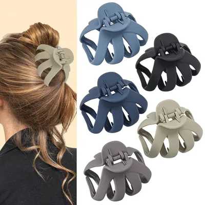 Image de Pinces à cheveux Octopus Set de 5 pinces à cheveux pour cheveux longs épais bouclés Hair Claw Clips poignée large