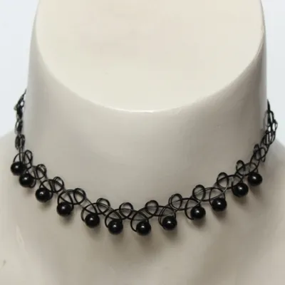 Produktbild von Tattoo Halsband mit Perlen Schwarz