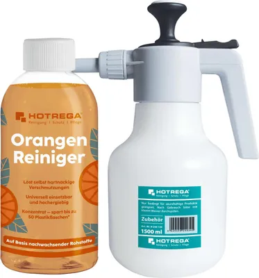Produktbild von HOTREGA Orangen-Reiniger Konzentrat 500 ml inkl. Druckspritze 1,5L, Allzweckreiniger, Universalreiniger, hochergiebig