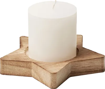 Image de MidOcean - Bougie et support "Lotus", étoile MO213 (Taille unique) (Bois)