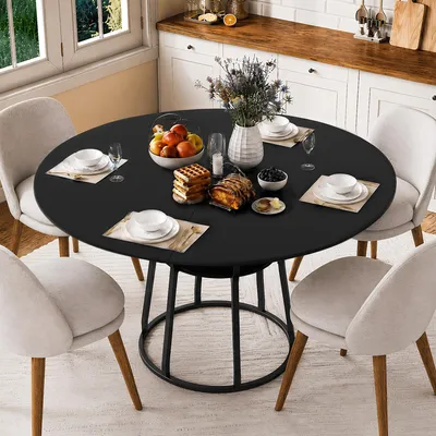 Produktbild von ProximaX Runder Esstisch Ø120 cm mit MDF-Platte, Metallgestell & Ablagefach