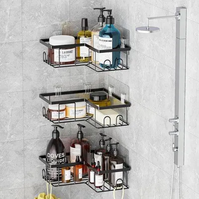 Produktbild von Famanu Badezimmerregal 3-teilig - Wandregal für Dusche und Badorganisation