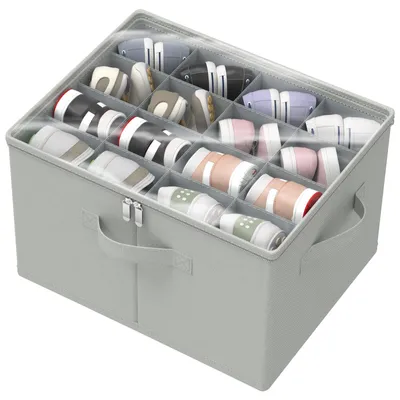 Productafbeelding van Ruimtebesparende schoenendozen - Opvouwbaar - Stapelbaar - Geschikt voor 8-16 paar - Met transparante afdekking - 53 x 42 x 33 cm - Schoenenopbergbox