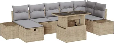 Produktbild von vidaXL Gartensofa-set 8 stk. Beige Poly-Rattan