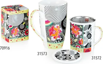 Produktbild von Kräuterteetasse Palina aus Porzellan mit Edelstahlsieb, 0,25 l, 3-teilig