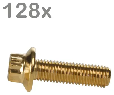 Obrázek produktu pro 128 ráfkových šroubů M7x24 z oceli ve zlatém provedení pro ráfky BBS, Rial, Schmidt O.Z. a Dynatech Carline