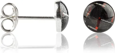 Produktbild von 925 Sterling Silber Ohrstecker Carbonfaser in verschiedenen Farben Farbe - Schwarz-Rot