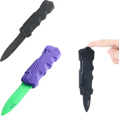 Produktbild von 2 Stück einziehbare Spielzeugmesser Dolch aus Kunststoff für Kinderspielzeug Zaubertricks (2 Formen)
