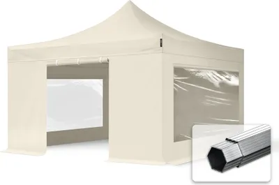 Produktbild von TOOLPORT 4x4m Aluminium Faltpavillon, inkl. 4 Seitenteile, creme