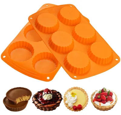 2 Mini-Silikon-Tarteformen 7,5 cm, 6 Förmchen, ofenfest
