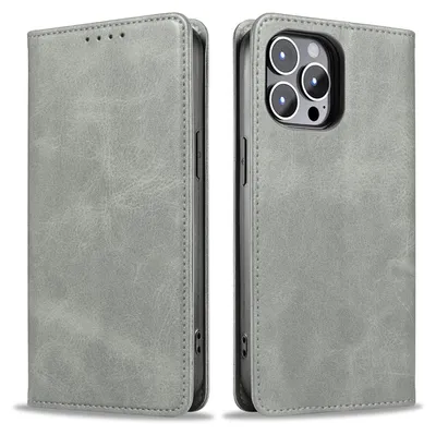 Produktbild von Handyhülle für Apple iPhone 16 Pro Kunstleder Flip Cover Hülle Klapphülle Case Kartenfach Farbe: Grau