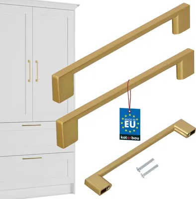 Image de KOTARBAU® Lot de 2 poignées de meubles or 190 mm Poignées de meubles ZnAl Poignées d'armoires Poignées d'armoires de cuisine Poignées de tiroirs Poignées de meubles Poignées d'armoires de cuisine Poignées de portes de meubles Barre d'appui