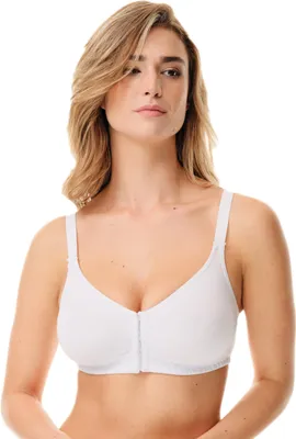 Produktbild von Spiman Damen Baumwoll-BH ohne Bügel mit Verschluss vorne, Weiß, Gr. 90C