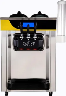 Immagine prodotto di Gelatiera commerciale, resa 22-30 l/h, macchina per gelato soft da banco da 2200 W con tramoggia da 2x6 l, cilindro da 2 l, pannello LCD, allarme esaurimento gelato, macchina per yogurt gelato per snack bar di ristoranti, colore argento