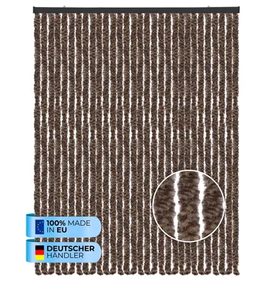 Produktbild von Flauschvorhang (100x200 cm) Türvorhang "Meliert Braun" als Insektenschutz für Balkon, Terrasse oder Wohnmobil, Wohnwagen, Pavillon