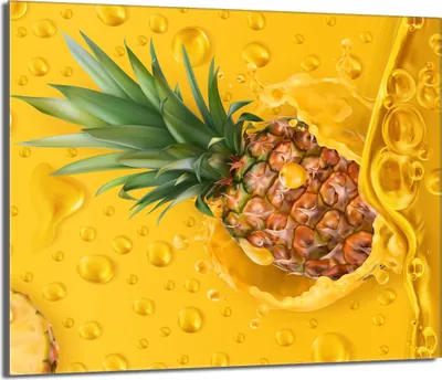 Obrázok produktu pre Kryt varnej dosky 60x52 keramický kryt varnej dosky splashback sklenená doska deco doska na krájanie, ananásová žltá