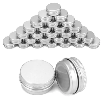 30 Aluminium-Cremepotjes mit Deckel, 30 ml, rund, silber
