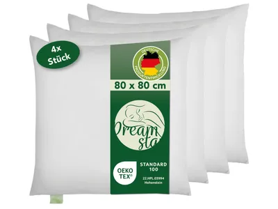 Productafbeelding van Set van 4 eco-kussens van microvezel | 80 x 80 cm | DREAMSTAR Eco | Geschikt voor mensen met allergieën