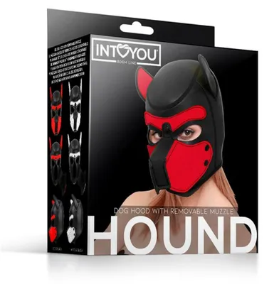 Image de Hound Masque en néoprène pour chiens, muselière amovible, noir/rouge, taille unique