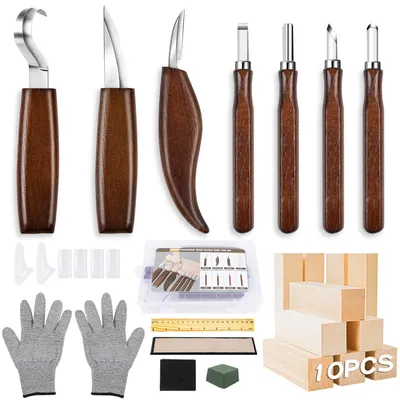 Image de Kit d'outils de sculpture sur bois 23 en 1, idéal pour les débutants et les professionnels