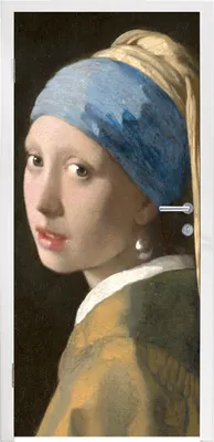 Produktbild von MuchoWow® Türtapete Selbstklebende Türfolie Das Mädchen mit dem Perlenohrring - Gemälde von Johannes Vermeer 95x235 cm Türposter Türaufkleber Klebefolie Türklebefolie - XXL-Poster - Türtapeten - Türplakaten