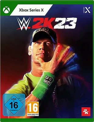 The cover art for the WWE 2K23 video game for Xbox Series X, featuring wrestler John Cena.