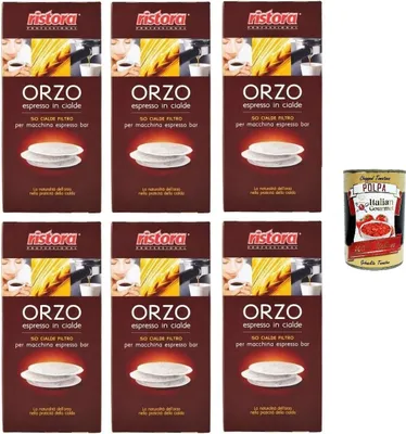 Produktbild von Ristora Orzo in Cialde,Gersten Espresso in Pads, 6x Display mit 50 Beuteln + Italian Gourmet polpa 400g