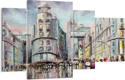 Produktbild von Bild auf Leinwand - Leinwandbild - Stadt Straße Haus - 120x70cm - Wand Bild - Wanddeko - Wandbilder - Leinwanddruck - Bilder - Kunstdruck - Wanddekoration - Leinwand bilder - Wandkunst - DL120x70-3440