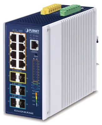 Immagine prodotto di PLANET Industrial 8-Port GE 802.3bt PoE++ IGS-6329-8UP2S4X