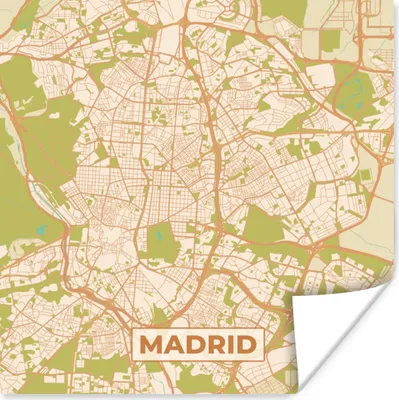 Produktbild von MuchoWow® Poster Madrid - Stadtplan - Karte - Vintage 50x50 cm - Wohnzimmerdekoration