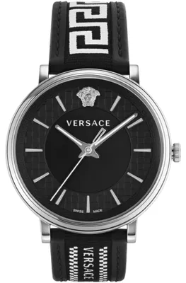 Produktbild von Versace V Circle Herrenarmbanduhr Schwarz Silber