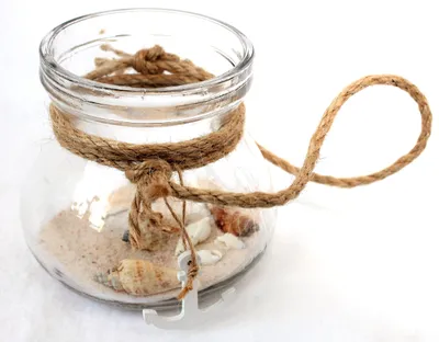 Produktbild von Windlicht aus Glas mit Sand und Muscheln 11 x 10 cm