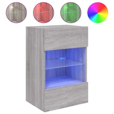 Zdjęcie produktu dla vidaXL Ścienna szafka pod telewizor z oświetleniem LED Szara Sonoma 40x30x60,5 cm