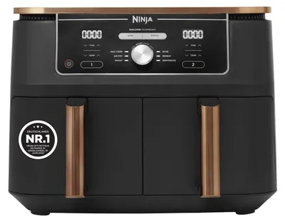 Immagine prodotto di Ninja AF400EU Foodi MAX Friggitrice ad aria calda a doppia zona, capacità 9,5 litri, 2 scomparti, 6 funzioni - Nero/Rame