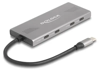 Immagine prodotto di Delock 64313, USB 3.2 Gen 2 (3.1 Gen 2) Type-C, USB 3.2 Gen 2 (3.1 Gen 2) Type-A, USB 3.2 Gen 2 (3.1 Gen 2) Type-C, 10000 Mbit/s, grigio, alluminio, 80 W
