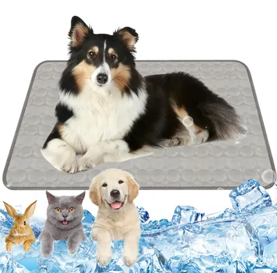 Imagen del producto de Alfombrilla refrigerante autoadhesiva, 100 x 70 cm, color gris, para perros y gatos